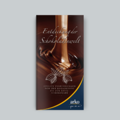 Flyer "Entdeckung der Schokoaldenwelt", arko Kaffee & Confiserie, Titelseite