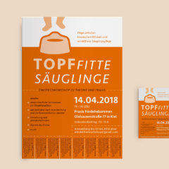 Plakat und Flyer für die Workshops "Topffitte Säuglinge"