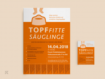Plakat und Flyer für die Workshops "Topffitte Säuglinge"