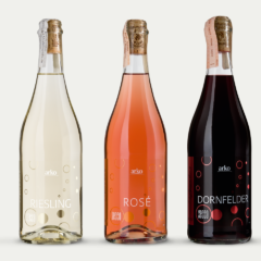 Gestaltung für prickelnde Secco-Sorten, arko Kaffee & Confiserie, Schmuck- und Deklarationsetikett